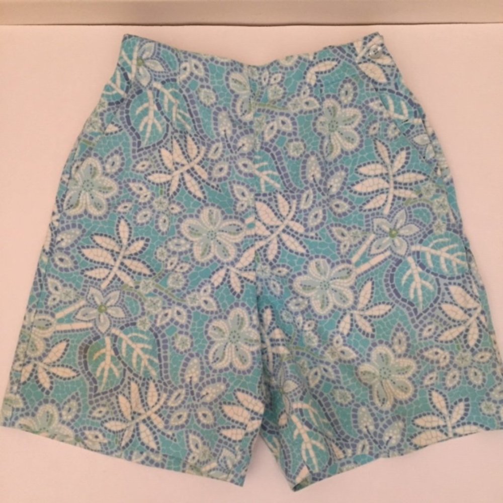 Fun Talbots Watercolor Pattern High Waist Shorts